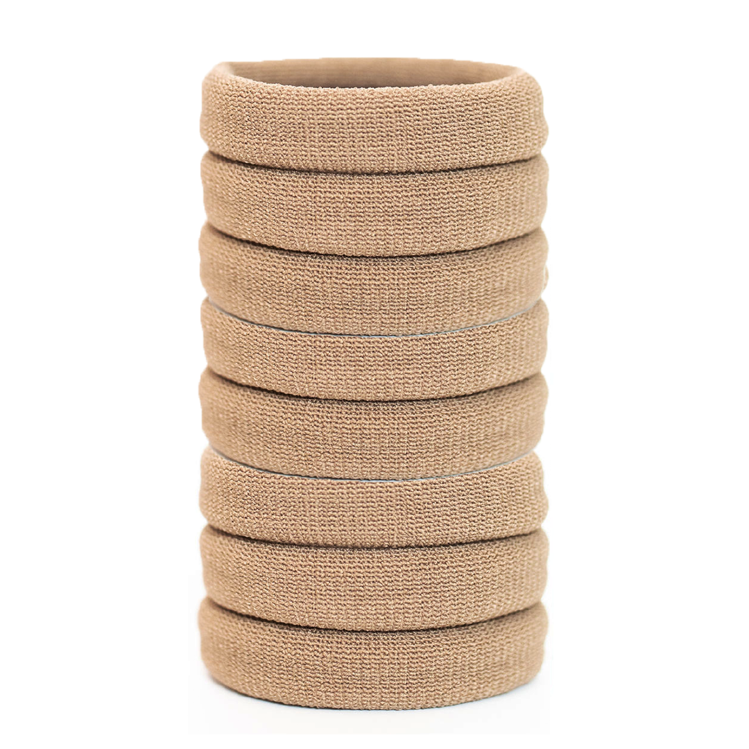 8 Pack of Light brown Burlybands hair ties for thick hair