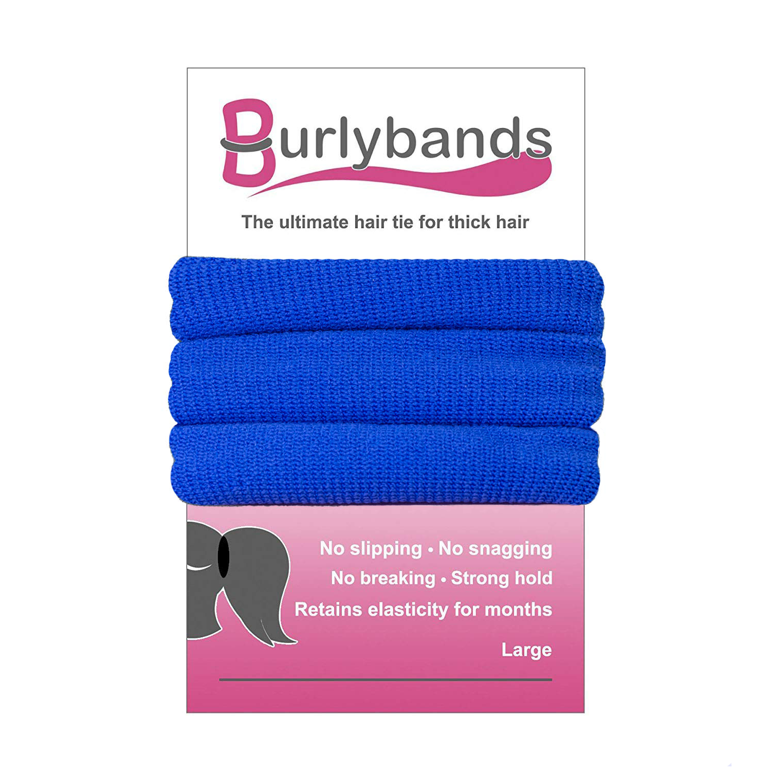 Burlybands Hair Ties for Thick Hair Strong Grip for Heavy Hair