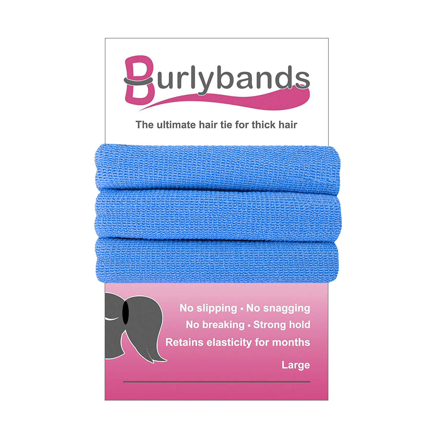 light blue burlybands hair ties 3 pack